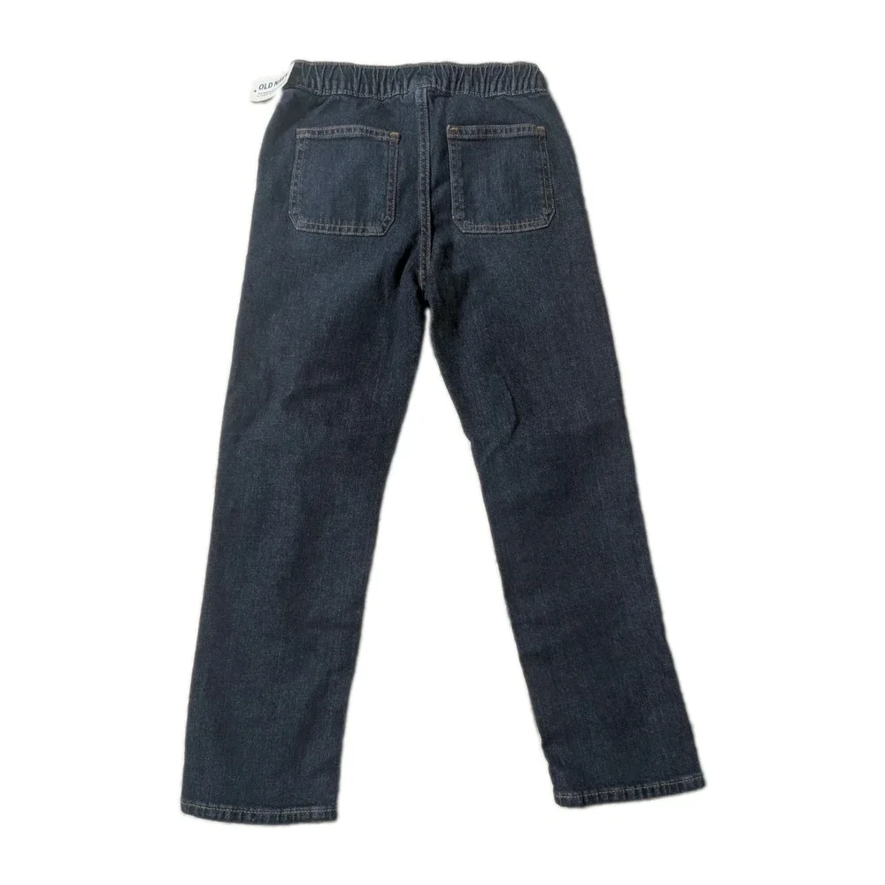 Old Navy Boys Straight Pull-On Jeans Size 6/7 NWT Dark Wash Elastic Waist